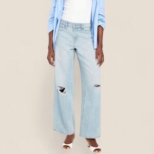 Old Navy light wash Mid rise Baggy Wide Leg "Maria Destroy" jeans | size 2